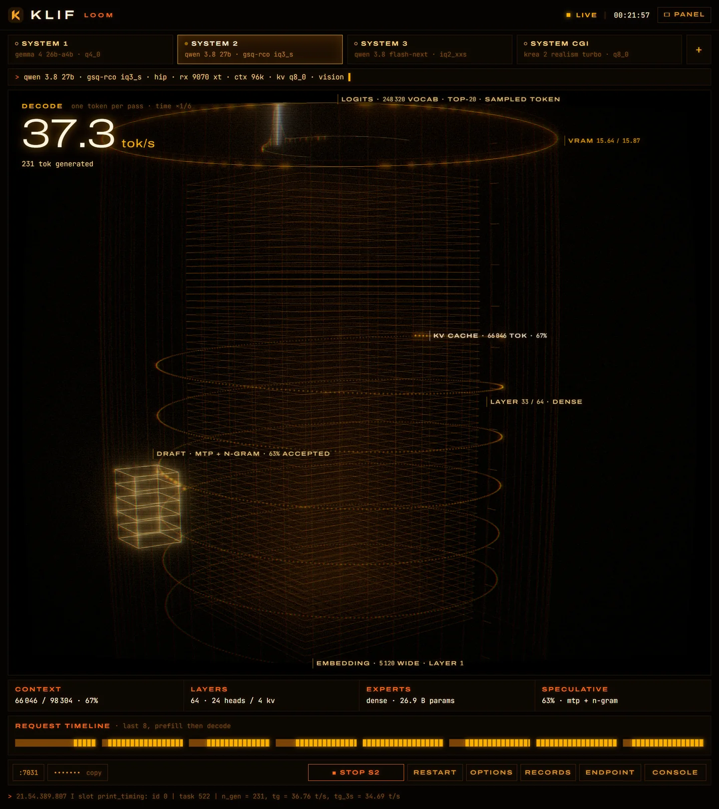 KLIF in the Loom skin, in a window half a screen wide